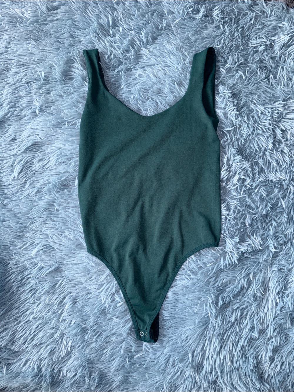 Free People Dark Green Sleeveless One-Piece Bodysuit Xs
